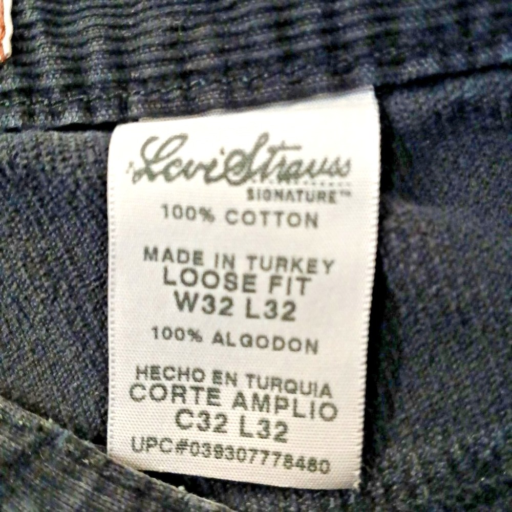 Levis 569 Corduroy Low Loose Fit Jeans Mens 32X25 Black - Picture 3 of 8